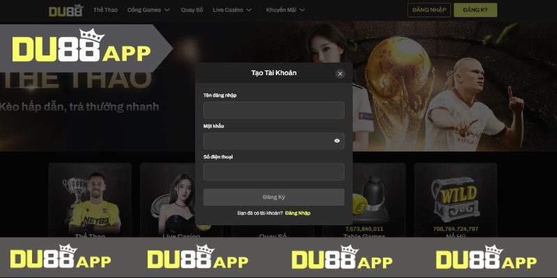 DU88 Đăng ký thành viên nhà cái chỉ với vài bước cực đơn giản