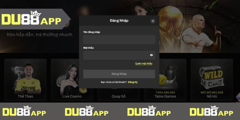 Thực hiện quy trình vào cược tại nhà cái Du88